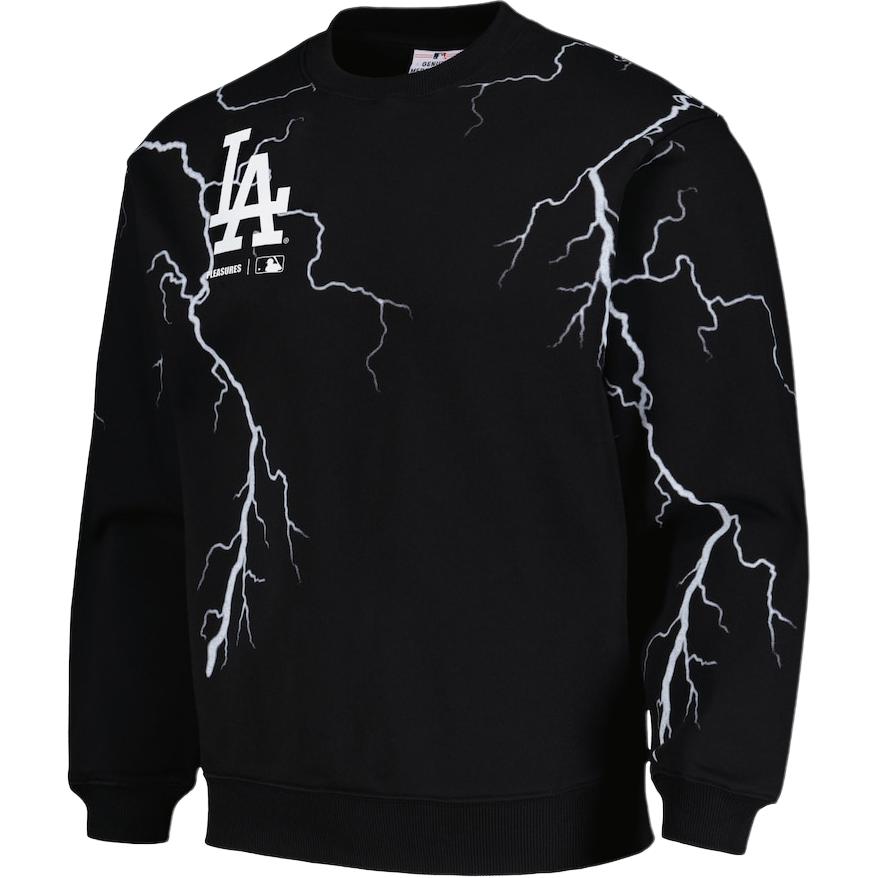 MLB PLEASURES SS23 LA Dodgers Lightning Crewneck Sweatshirt Black 5328330