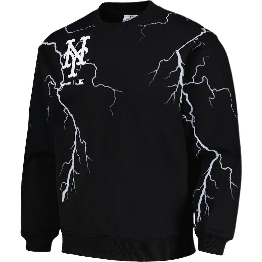MLB PLEASURES SS23 New York Mets Lightning Pullover Hoodie Black 5328331