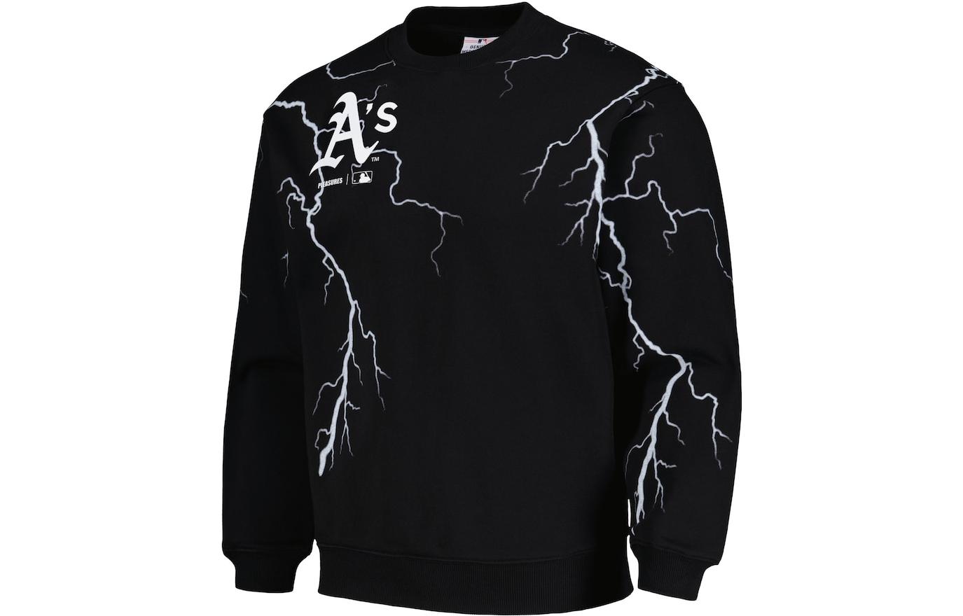MLB PLEASURES SS23 Oakland Athletics Lightning Crewneck Sweatshirt Black Men 5328333