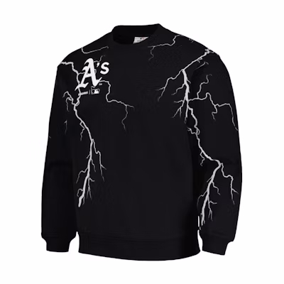 MLB PLEASURES SS23 Oakland Athletics Lightning Crewneck Sweatshirt Black Men 5328333