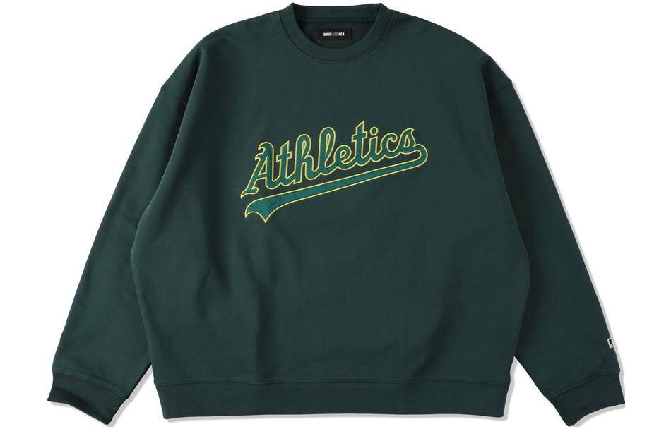 MLB WIND AND SEA Oakland Athletics Logo Graphic Crewneck Sweatshirt Green Unisex WDS-C-MLB5-23-AP-Q2-06-ATH