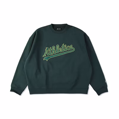 MLB WIND AND SEA Oakland Athletics Logo Graphic Crewneck Sweatshirt Green Unisex WDS-C-MLB5-23-AP-Q2-06-ATH