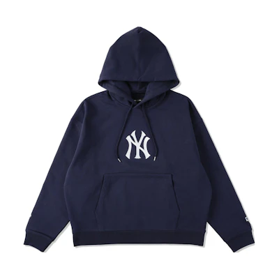 MLB Wind And Sea Yankees Logo Hoodie Navy Unisex Pullover with Back Pocket WDS-C-MLB5-23-AP-Q2-05-YANKEES