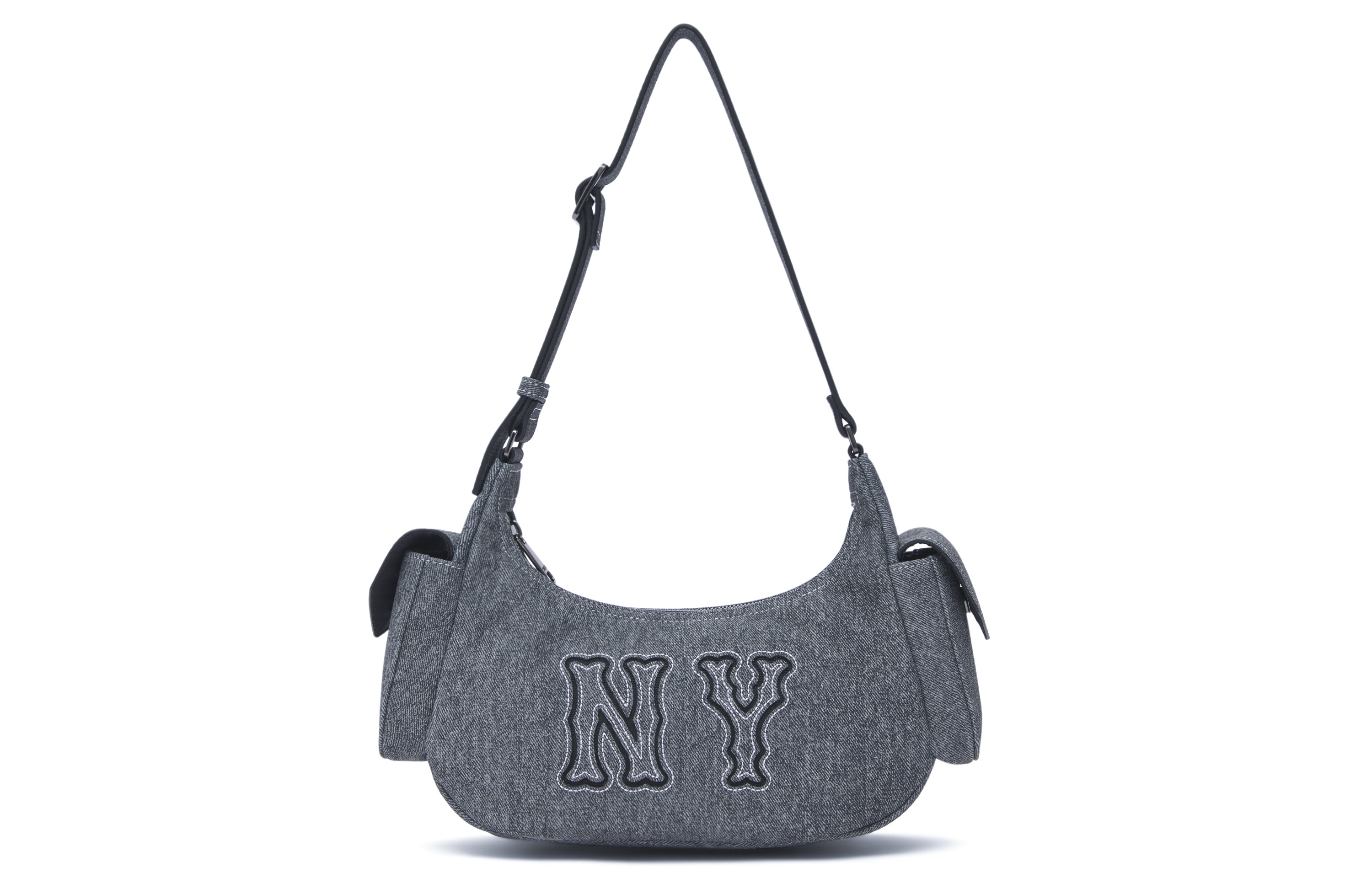 MLB Yankees 24FW Black Faux Leather Shoulder Bag Unisex Crossbody Trendy 3ABQM034N-50BKS