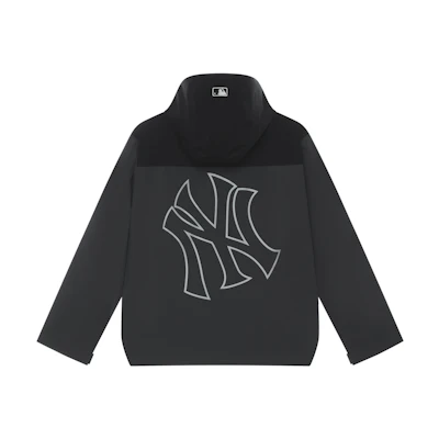 MLB Yankees 24FW Reflective Logo Windproof Waterproof Jacket Charcoal Unisex 3AWJB0344-50CGS