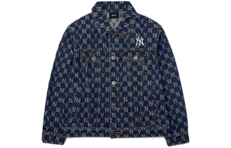 MLB Yankees All-Over Print Windbreaker Denim Jacket Unisex Blue. 3ADKM0121-50BLS