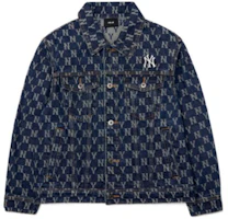 Order MLB 洋基隊滿版風衣牛仔外套 男女款 藍色 3ADKM0121-50BLS