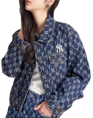 MLB 洋基隊滿版風衣牛仔外套 男女款 藍色 3ADKM0121-50BLS Details for MLB 洋基隊滿版風衣牛仔外套 男女款 藍色 3ADKM0121-50BLS