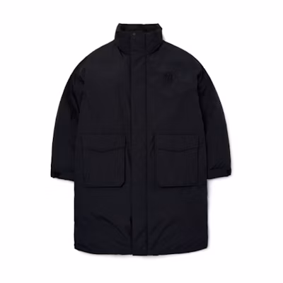 MLB Yankees Black Puffer Jacket Unisex Mid-Length with Logo and Stand Collar 3ADJJ0116-50BKS