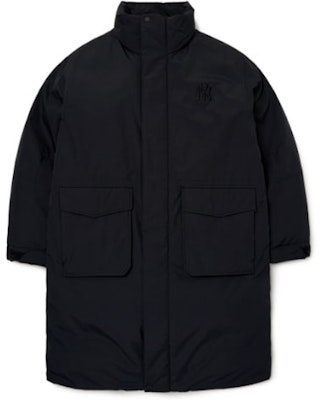 MLB 洋基黑色質感中長款羽絨外套 男女款 帶標誌立領設計 3ADJJ0116-50BKS Order MLB 洋基黑色質感中長款羽絨外套 男女款 帶標誌立領設計 3ADJJ0116-50BKS