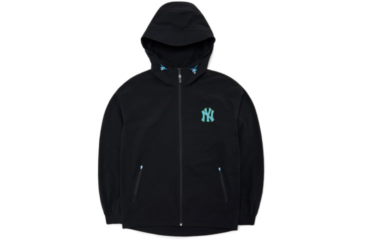 Order Jaket MLB Yankees Logo Hitam Windbreaker Unisex 3AWJA0121-50BKS