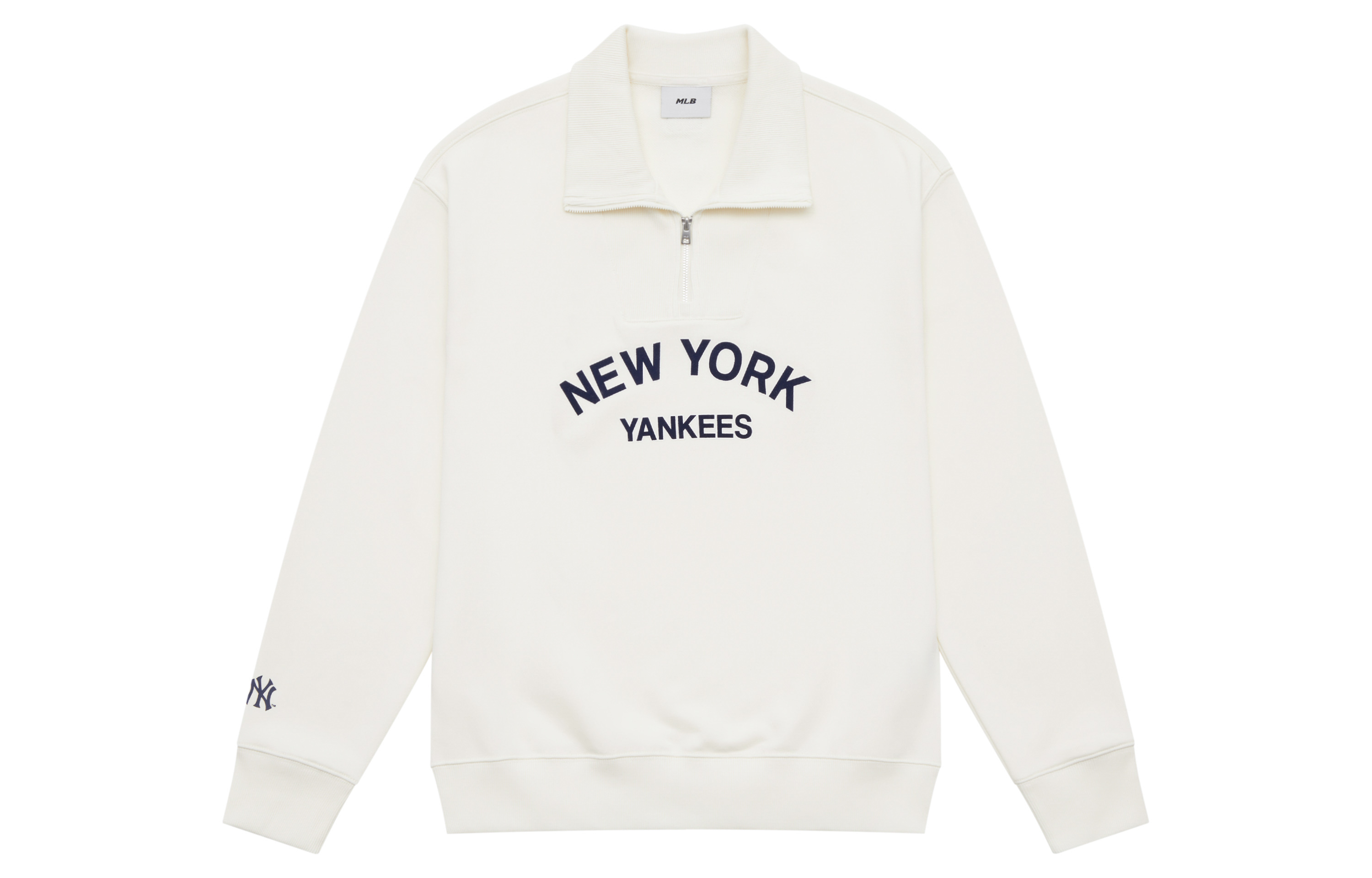 MLB Yankees Cream Retro Collar Half-Zip Graphic Unisex Sweatshirt 3AMTV0244-50CRS
