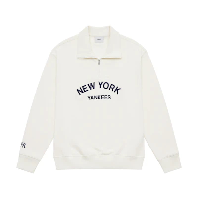 MLB Yankees Cream Retro Collar Half-Zip Graphic Unisex Sweatshirt 3AMTV0244-50CRS