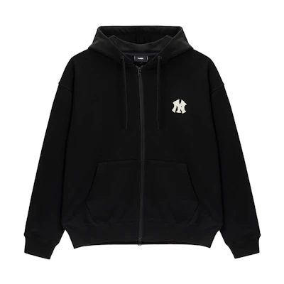 MLB Yankees FW23 Black Zip-Up Hoodie Jacket Unisex with Letter Print Design 3ATRB0134-50BKS