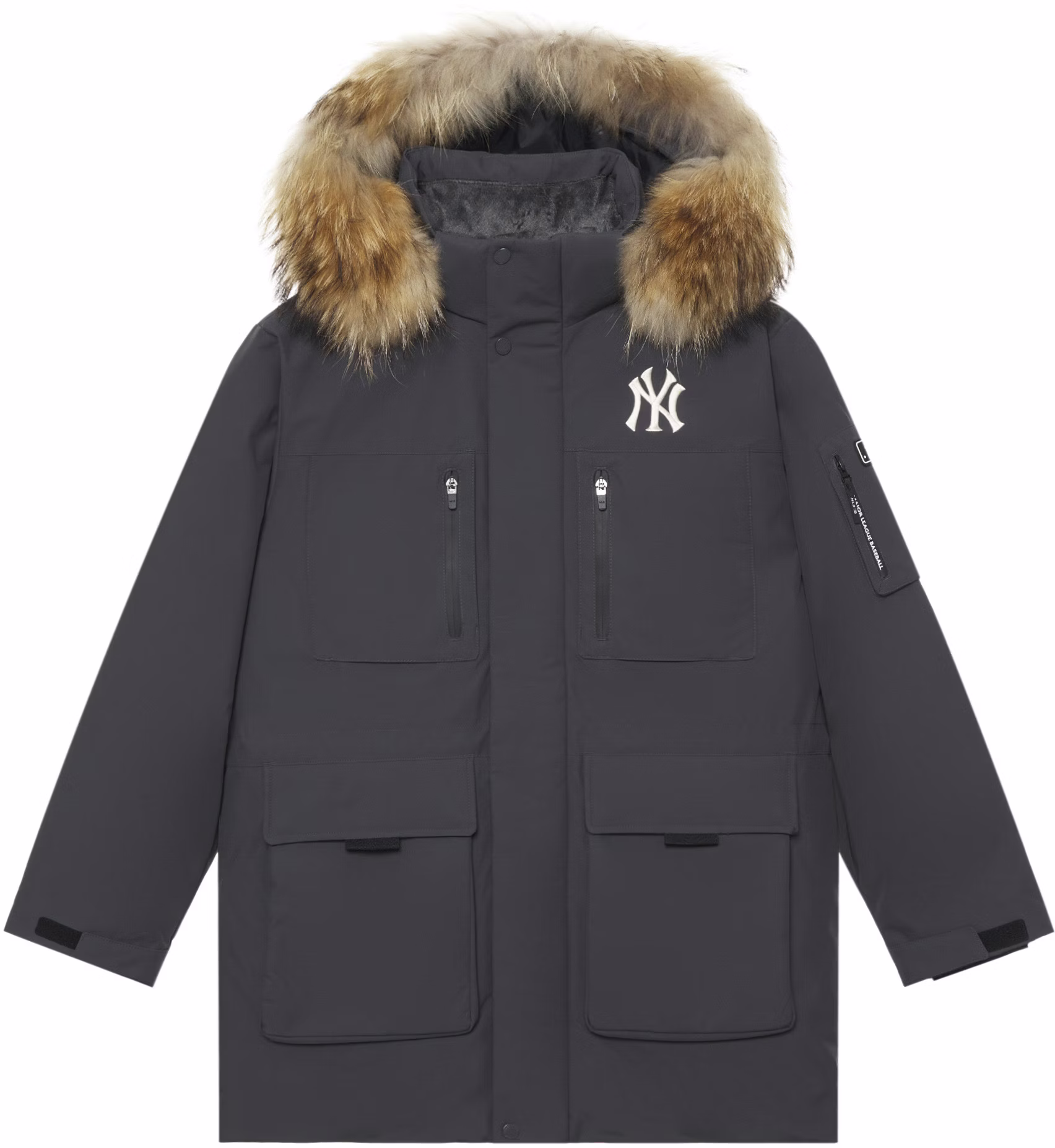 mlb-yankees-fw-24-waterproof-windproof-down-parka-with-fur-hood-unisex-charcoal-3-adjb-1346-50-cgs