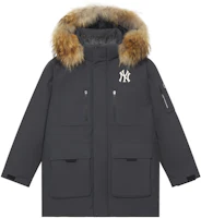 MLB Yankees FW24 Waterproof Windproof Down Parka with Fur Hood Unisex Charcoal. 3ADJB1346-50CGS MLB Yankees FW24 Waterproof Windproof Down Parka with Fur Hood Unisex Charcoal. 3ADJB1346-50CGS