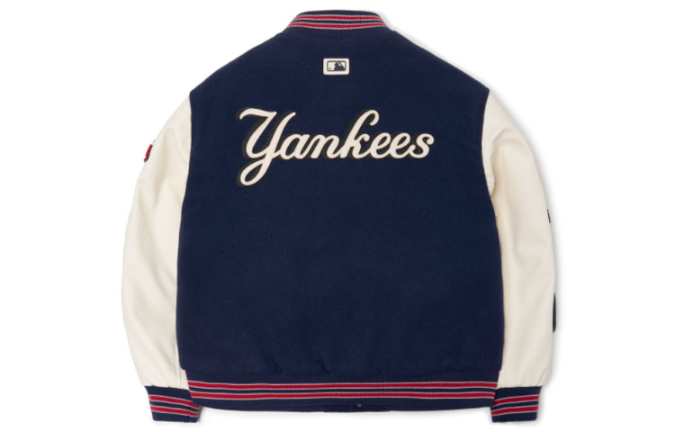 MLB Yankees Geometric Logo Embroidered Baseball Jacket Unisex Blue White. 3AJP38016-00NYD 圖 3