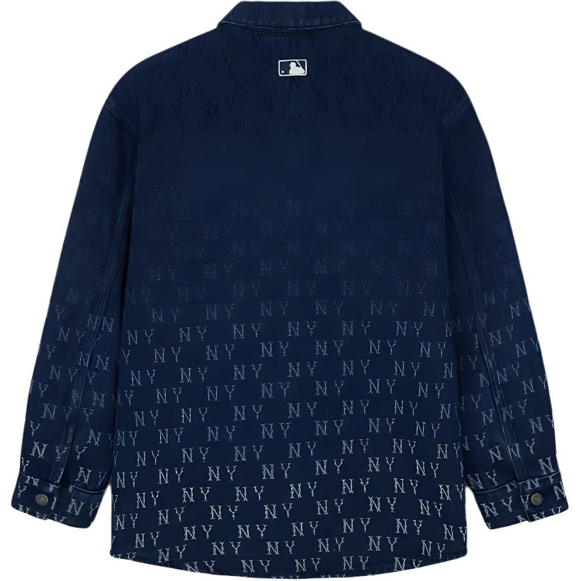 Lookbook MLB Yankees Gradient Monogram Logo Long Sleeve Shirt Unisex Blue. 3ADRM0944-50INS
