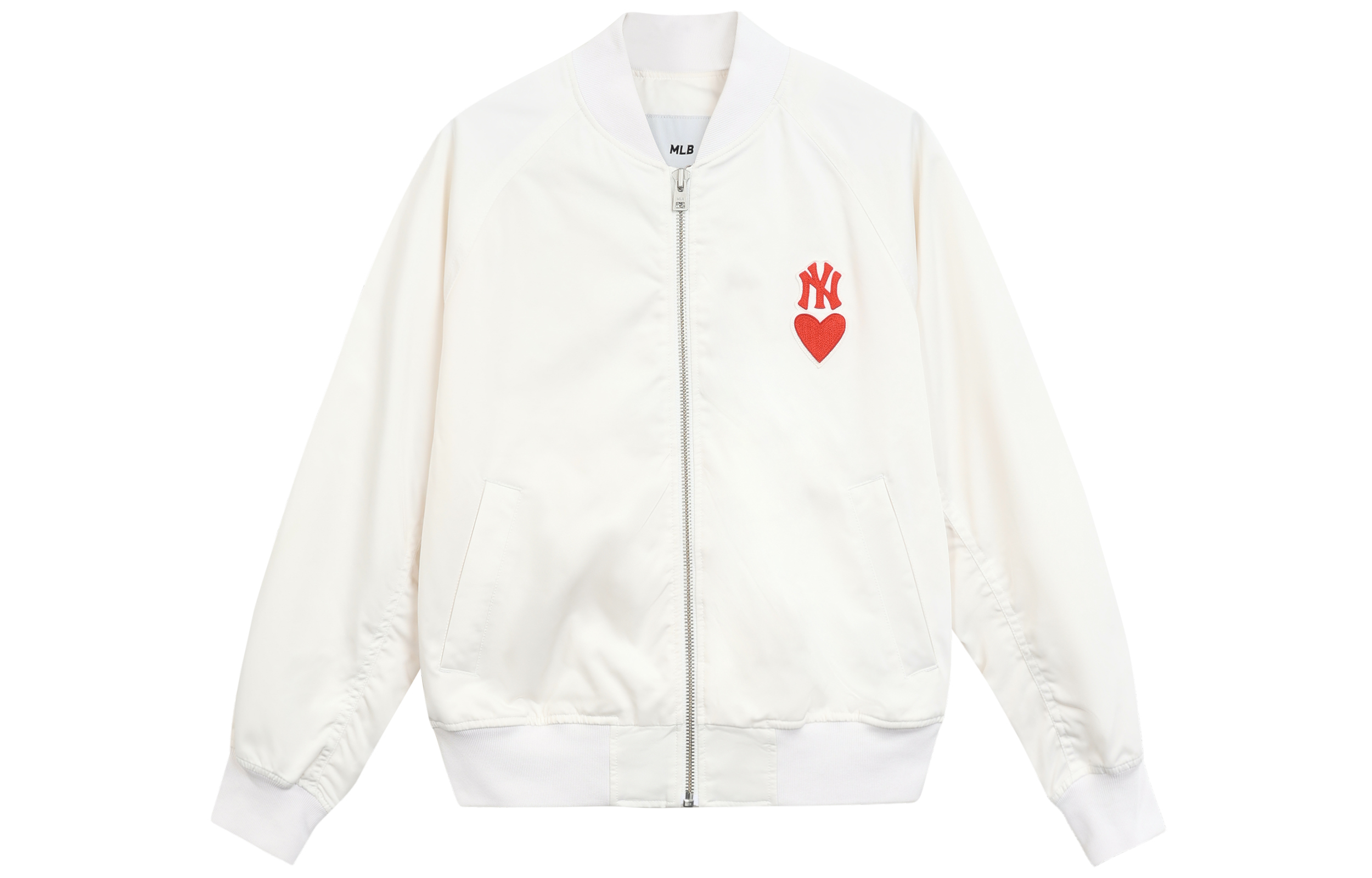 MLB Yankees Ivory White Heart Logo Zip-Up Loose-Fit Jacket Unisex 3AJPH0121-50IVS