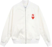 MLB Yankees Ivory White Heart Logo Zip-Up Loose-Fit Jacket Unisex 3AJPH0121-50IVS MLB Yankees Ivory White Heart Logo Zip-Up Loose-Fit Jacket Unisex 3AJPH0121-50IVS