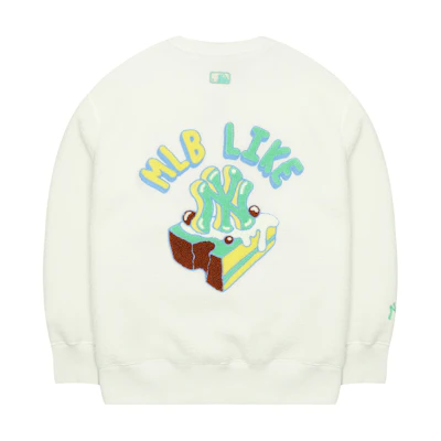 MLB Yankees LIKE Series Fleece Crewneck Sweatshirt Unisex Cream Color 3AMTL0326-50CRS