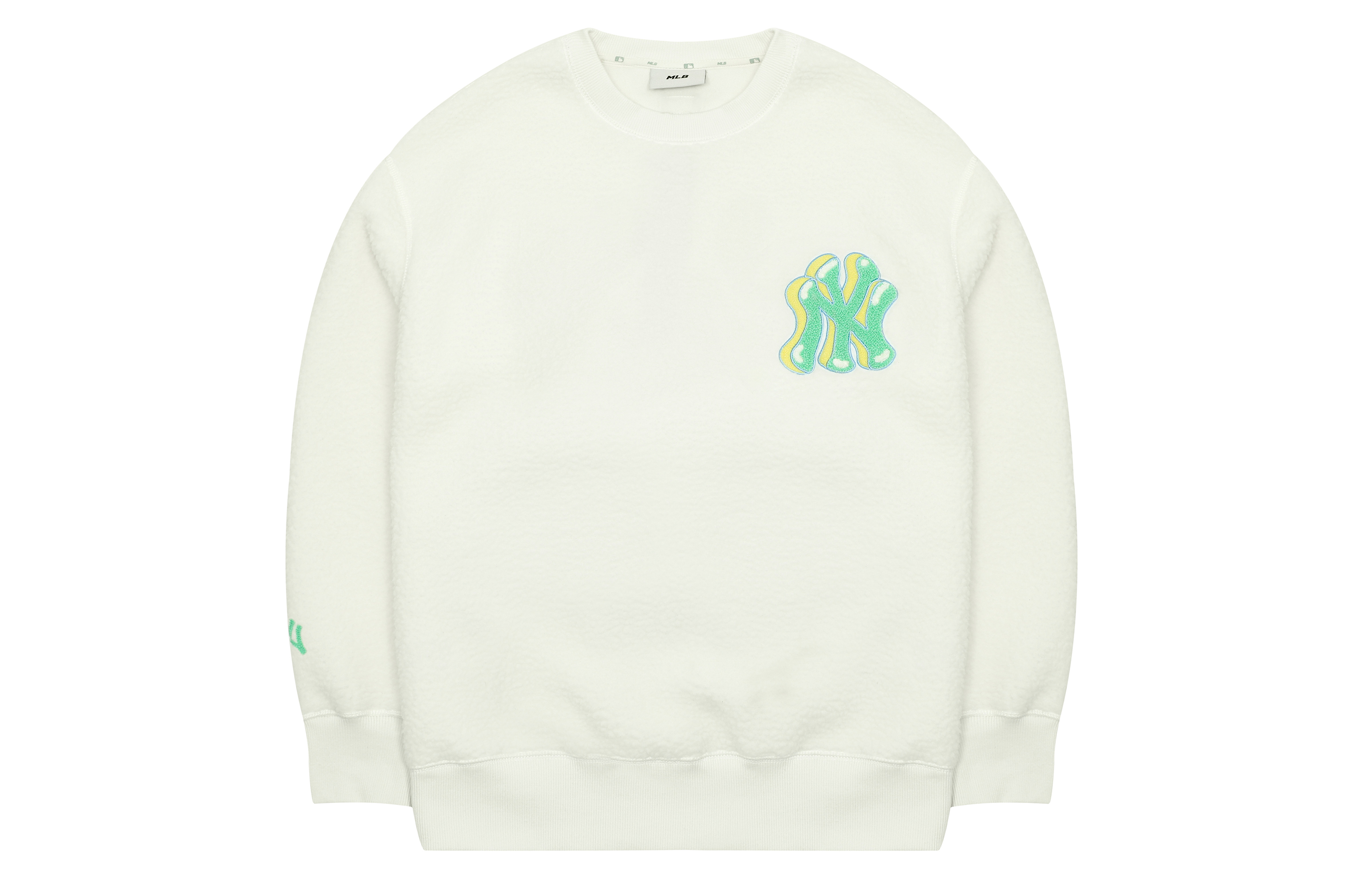 MLB Yankees LIKE Series Fleece Crewneck Sweatshirt Unisex Cream Color 3AMTL0326-50CRS 圖 3