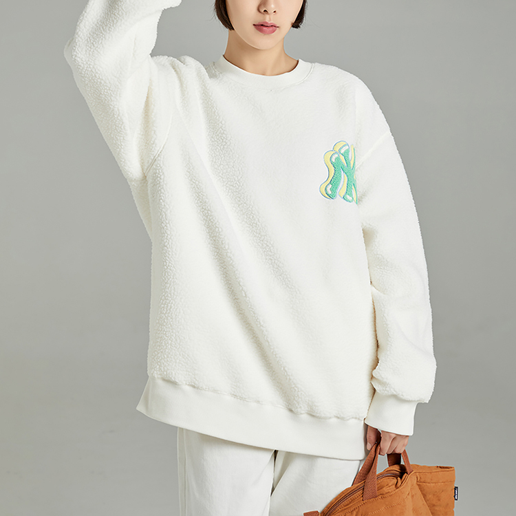 MLB Yankees LIKE Series Fleece Crewneck Sweatshirt Unisex Cream Color 3AMTL0326-50CRS 圖 6