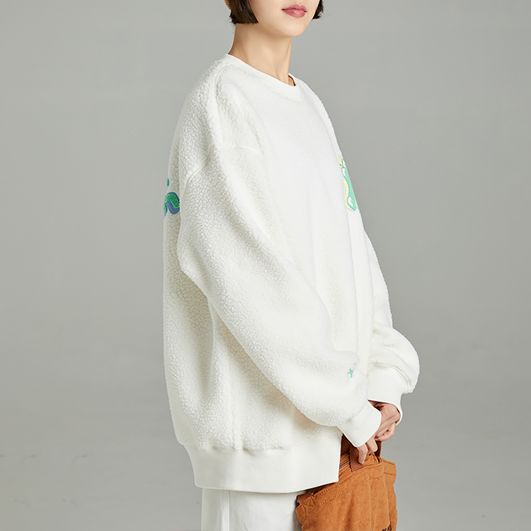 MLB Yankees LIKE Series Fleece Crewneck Sweatshirt Unisex Cream Color 3AMTL0326-50CRS 圖 7