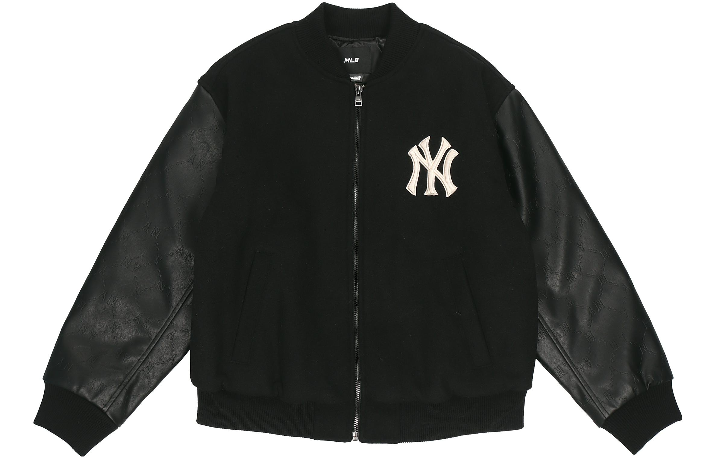 MLB Yankees Logo Embroidered Black Retro Baseball Jacket Unisex Back-to-School. 3AJP12016-50BKS