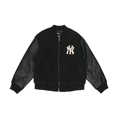 MLB Yankees Logo Embroidered Black Retro Baseball Jacket Unisex Back-to-School. 3AJP12016-50BKS