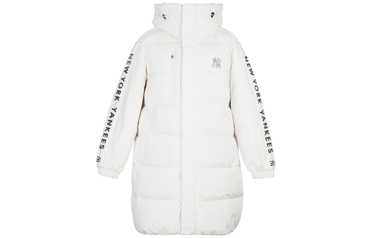 MLB Yankees Logo Embroidered Long Down Jacket White Unisex Winter Collection 31DJZ9061-50W