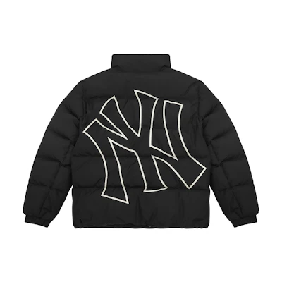 MLB Yankees Logo Print Black Puffer Jacket Unisex Short Loose Fit Long Sleeve 3ADJB0116-50BKS