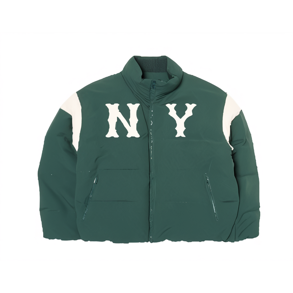 MLB Yankees Logo Zip-Up Puffer Jacket Unisex Long Sleeve - Dark Green. 3ADJV1146-50GND 圖 2