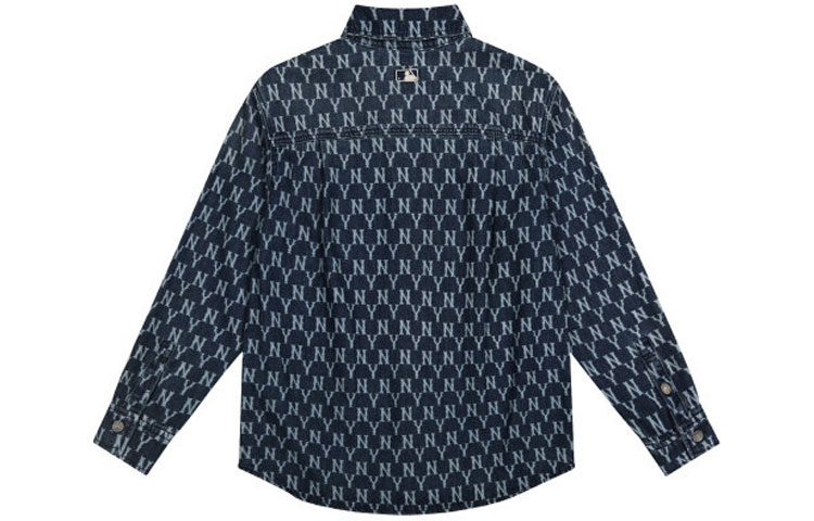 Lookbook Camisa de Manga Larga Unisex MLB Yankees Monograma Denim Azul 31WSN3041-50U