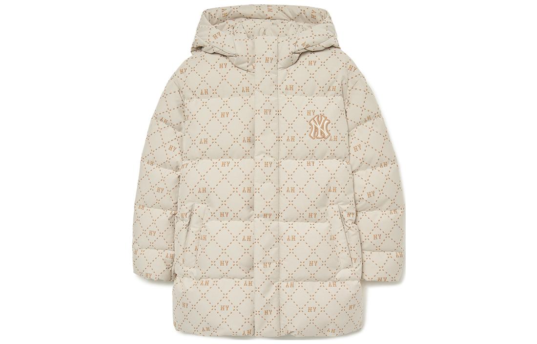 MLB Yankees Monogram Quilted Puffer Jacket Unisex Cream Hoodie Style. M23F3ADJM033650CRDOXS