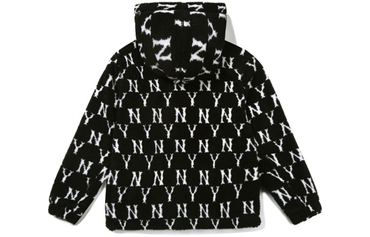 MLB Yankees Monogram Sherpa Logo Hoodie Jacket Unisex Black 31JPFM061-50L 圖 3