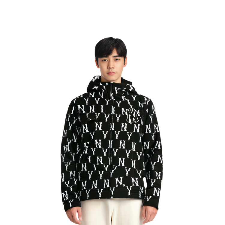 MLB Yankees Monogram Sherpa Logo Hoodie Jacket Unisex Black 31JPFM061-50L 圖 9