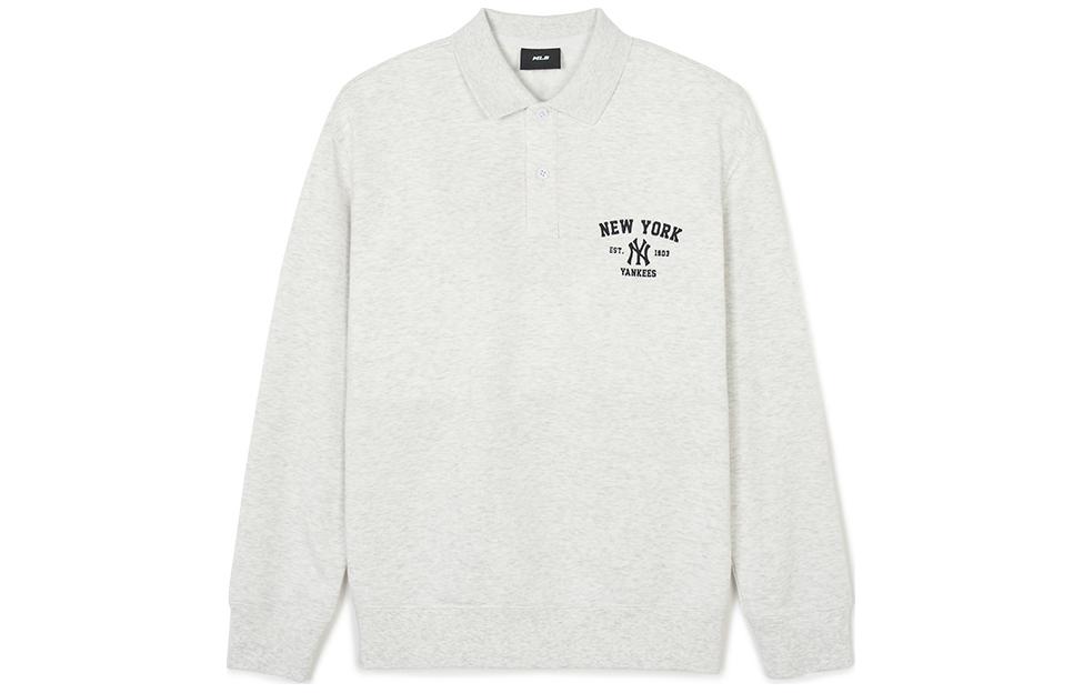 MLB Yankees Polo Collar Sweatshirt Light Gray Unisex - Collegiate Style SS24 3AMTV0841-50MGL