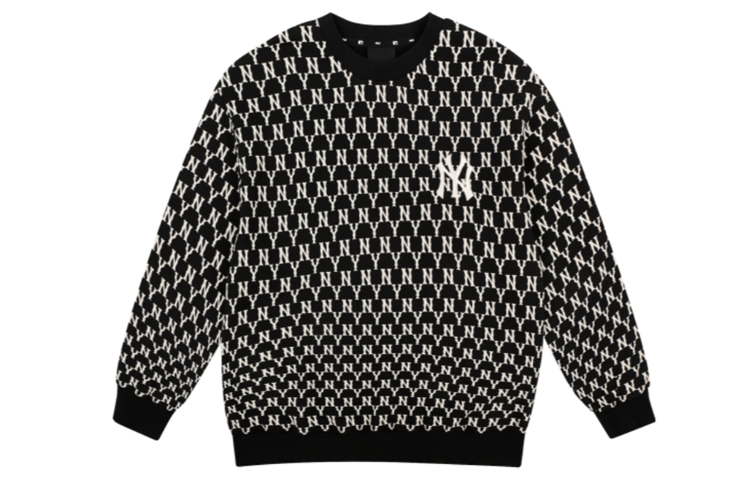 MLB Yankees Retro Logo All-Over Print Crewneck Sweatshirt Unisex Black 31MTM2011-50L