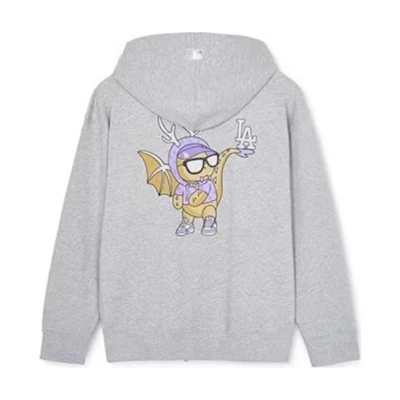MLB Year of the Dragon SS24 Los Angeles Dodgers Hoodie Zip Jacket Gray Unisex 3ATRQ0141-07MGS