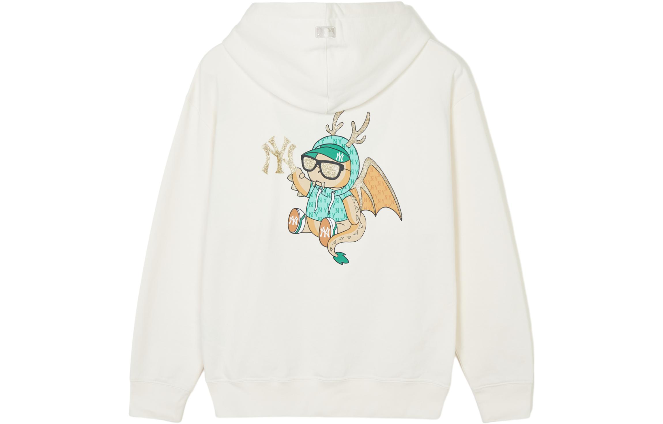Order MLB 龍年 SS24 洋基連帽衫 男女白色卡通龍圖案 3AHDQ0141-50CRS