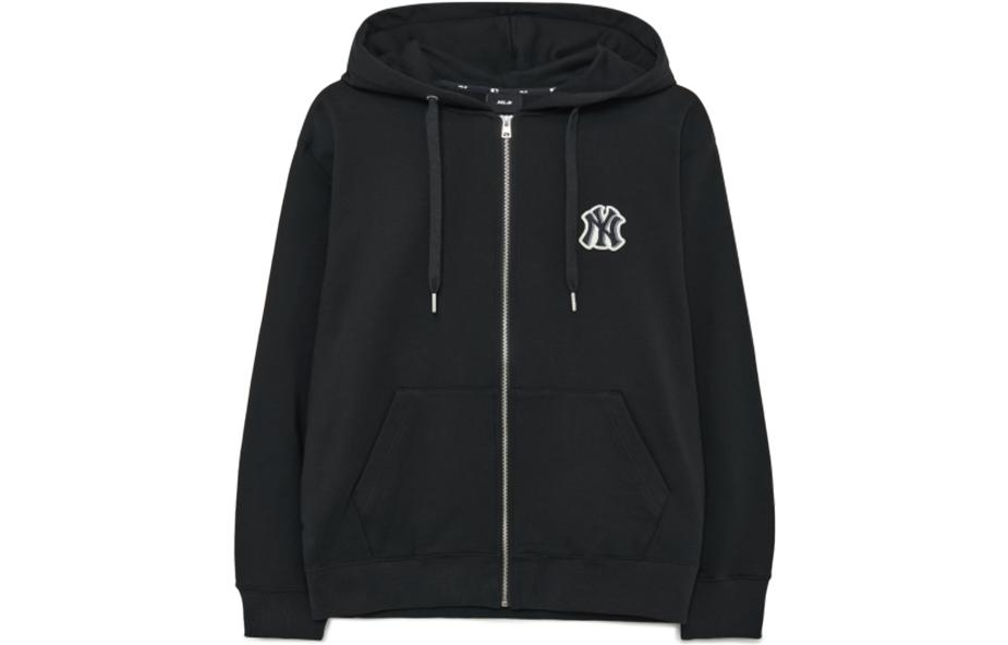 MLB Zip-Up Hoodie Jacket Black Unisex with Letter Logo Design 3ATRB0131-50BKS