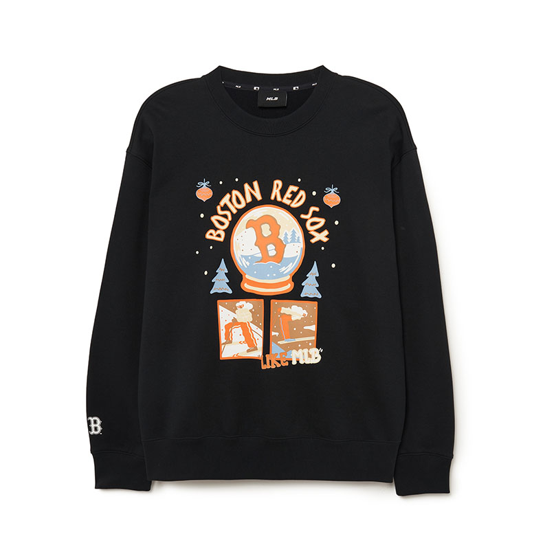 MLBT LIKE Boston Red Sox Logo Print Black Crewneck Sweatshirt Unisex 3AMTL1034-43BKS