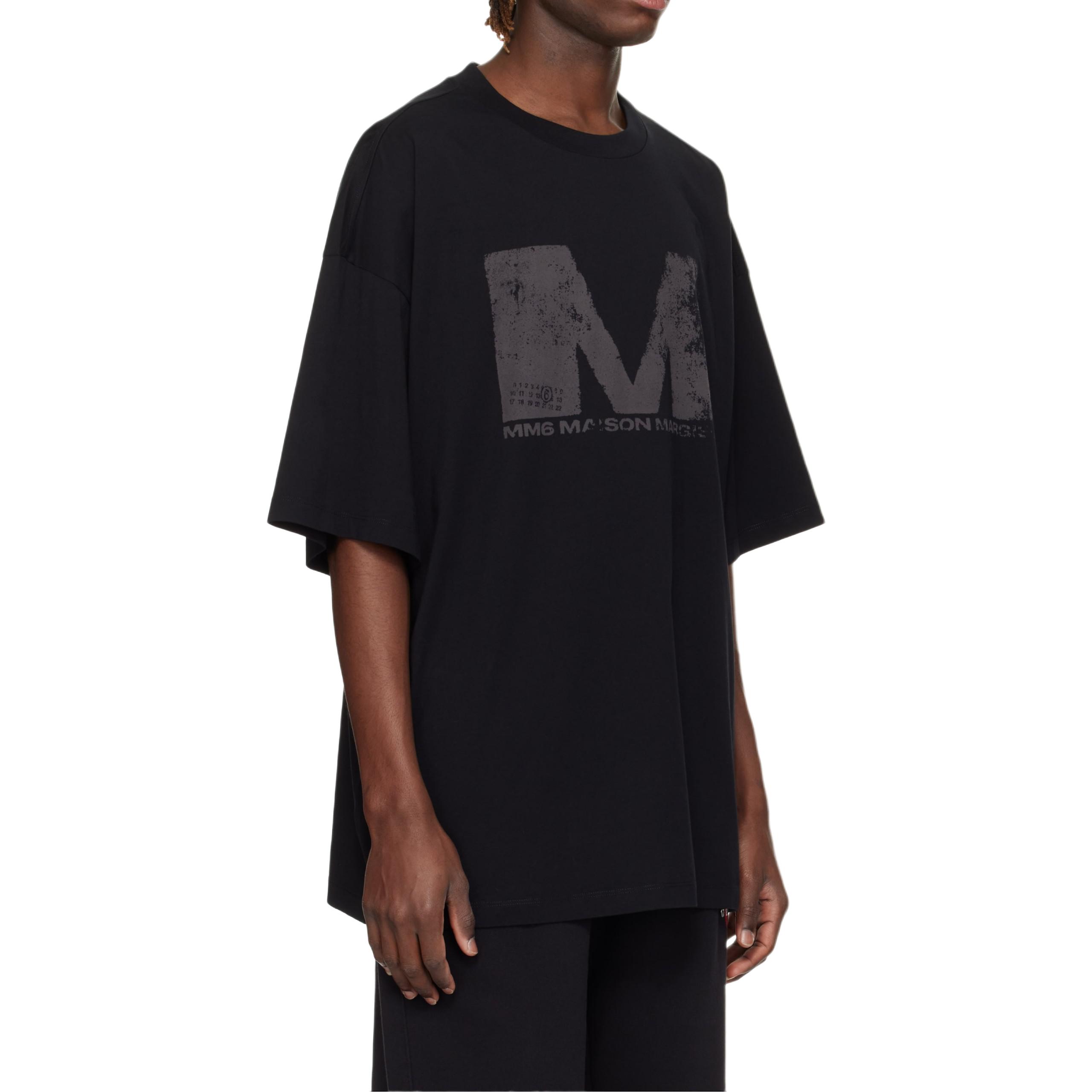 Purchase MM6 Maison Margiela  Black Alphabet Crewneck Short Sleeve T-Shirt SH0GC0048-S24312-900
