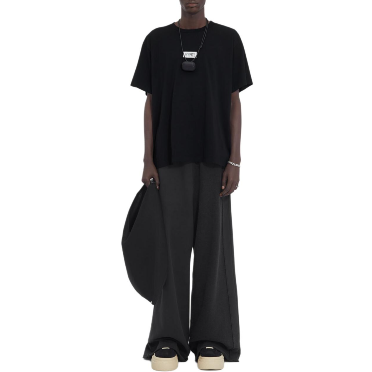 Lookbook MM6 Maison Margiela 黑色棉質針織圓領T恤 SH0GC0032S24312-900