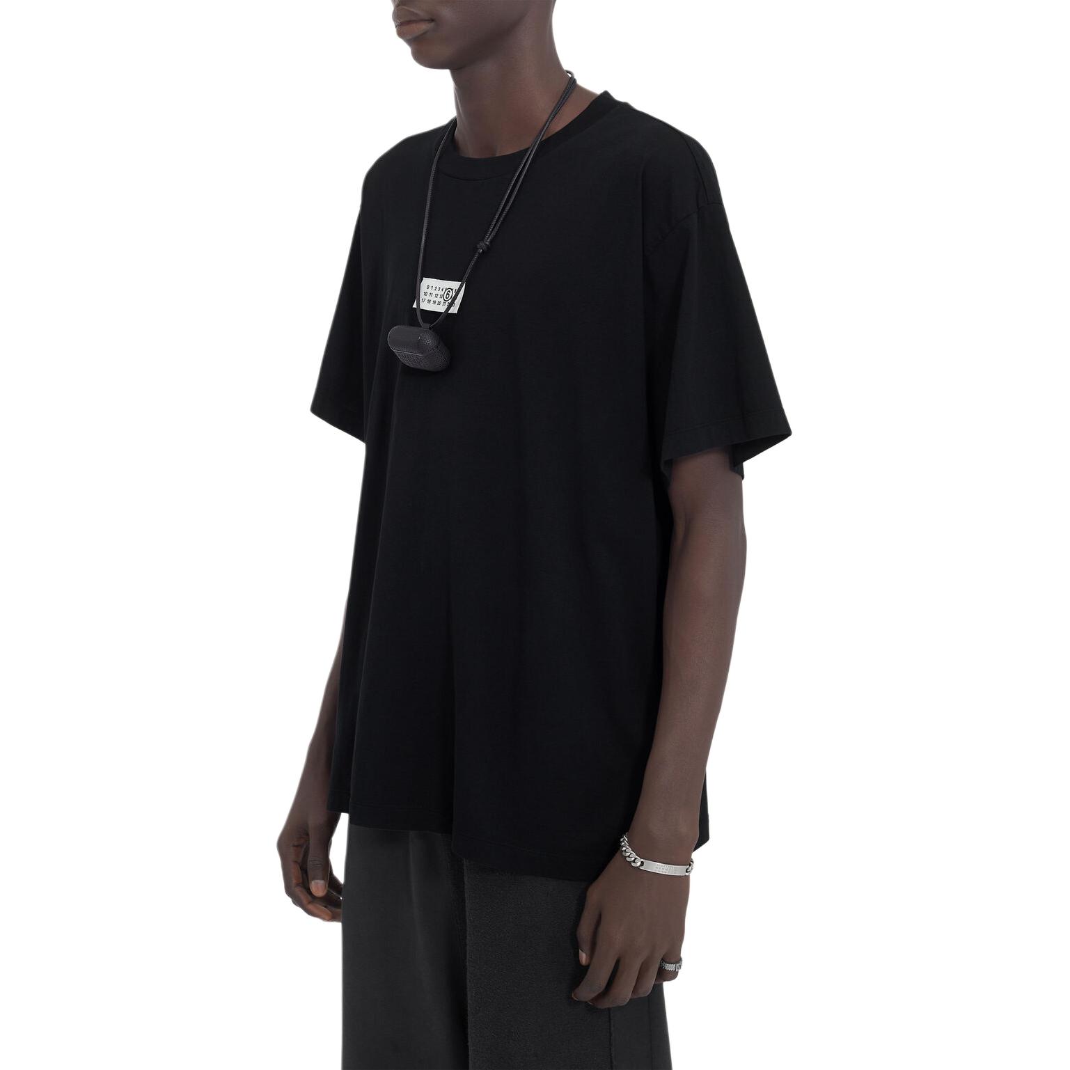 Details for MM6 Maison Margiela 黑色棉質針織圓領T恤 SH0GC0032S24312-900