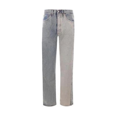 MM6 Maison Margiela Blue Colorblock Straight-Leg Buttoned Jeans. SH0LA0006S30844-962
