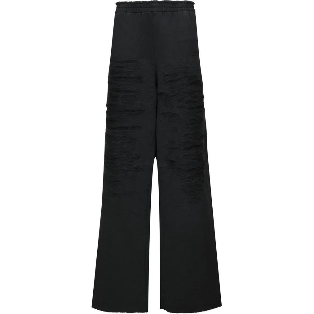 MM6 Maison Margiela  Distressed Knit Logo Wide-Leg Pants Black SH2KA0021M25004-900
