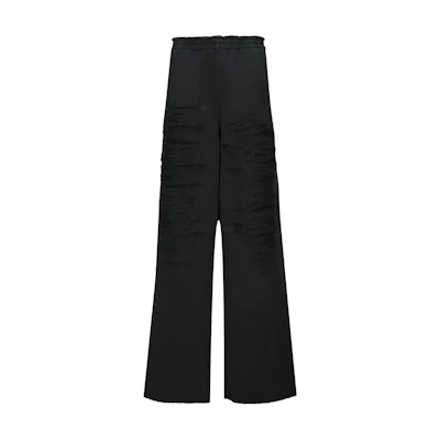 MM6 Maison Margiela Distressed Knit Logo Wide-Leg Pants Black SH2KA0021M25004-900