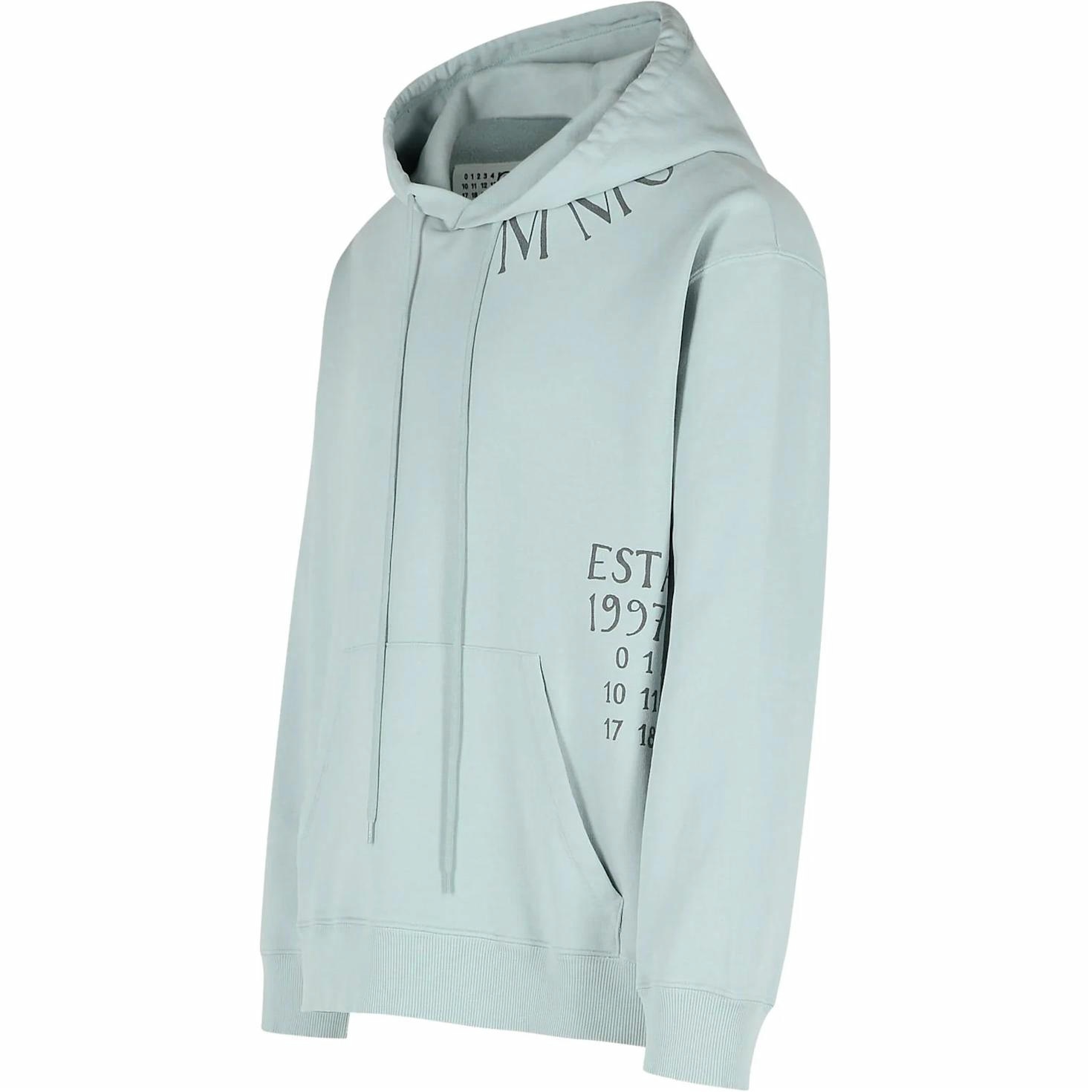 Shop MM6 Maison Margiela  Light Green Letter Print Hoodie. SH0GU0026M25012-500